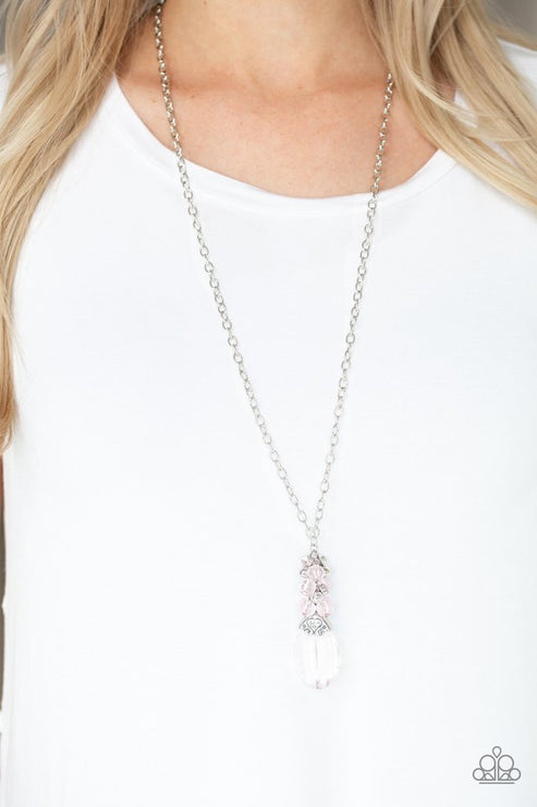 Crystal Cascade (Pink Necklace) by Paparazzi Accessories