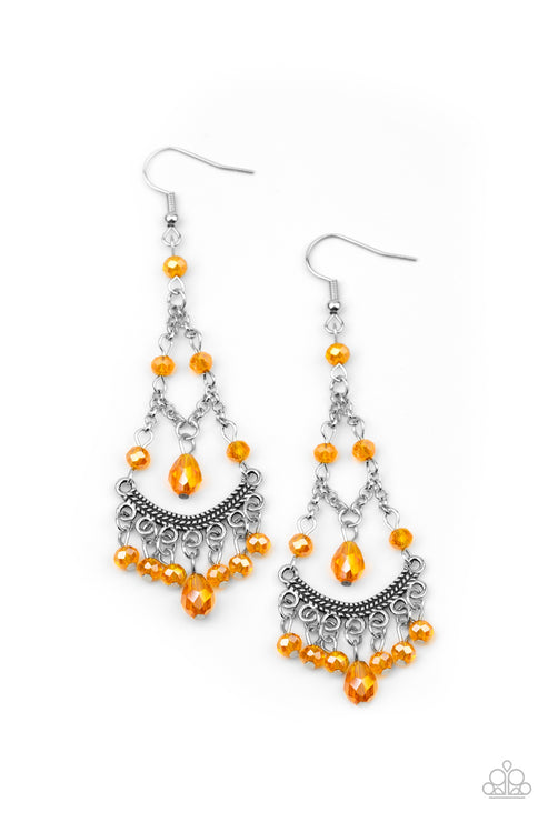 First In Shine (Orange Earrings) by Paparazzi Accessories