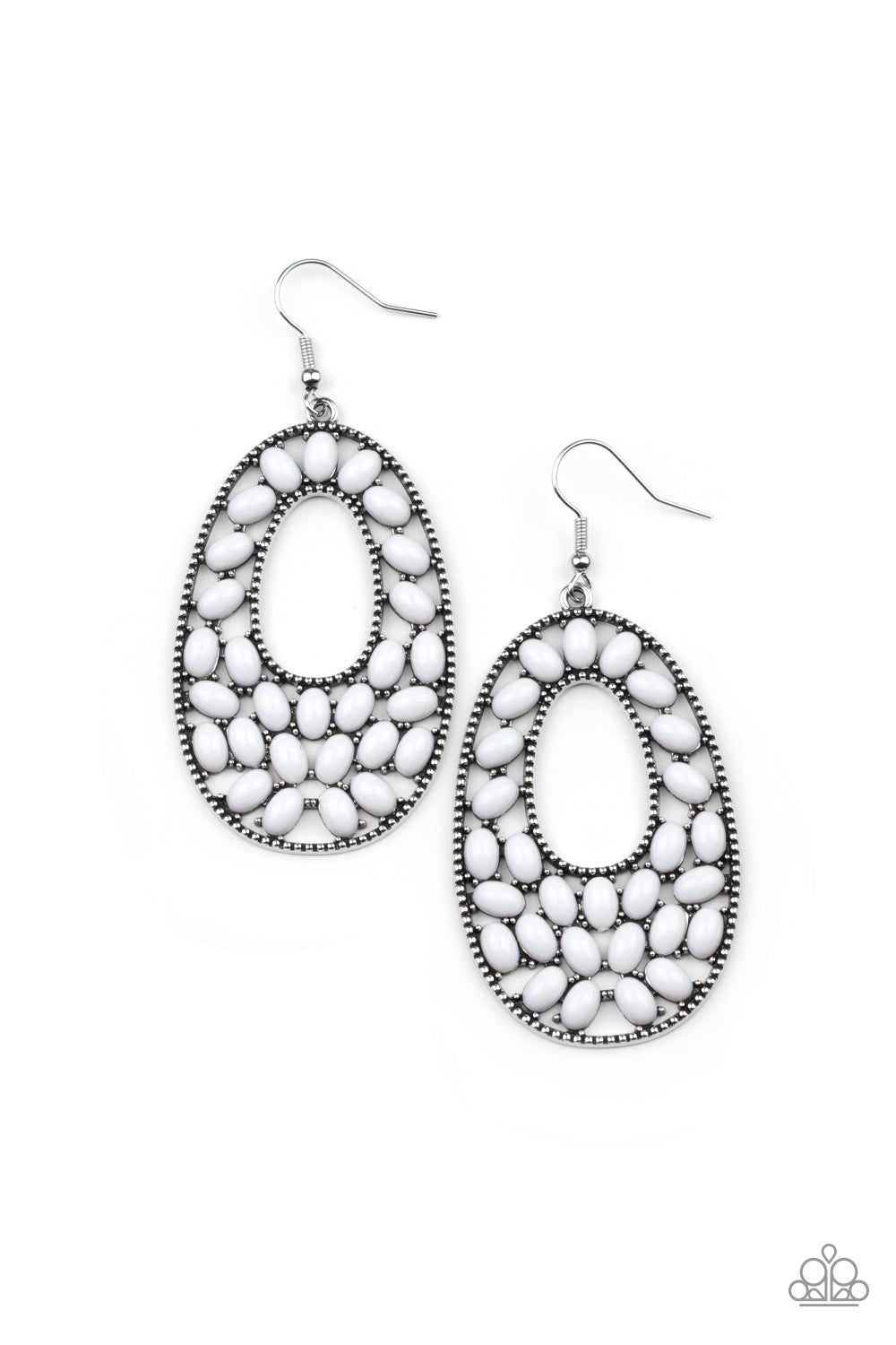 Beaded Shores (White Earrings) by Paparazzi Accessories