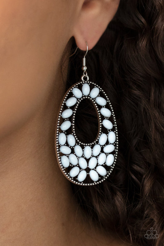 Beaded Shores (White Earrings) by Paparazzi Accessories