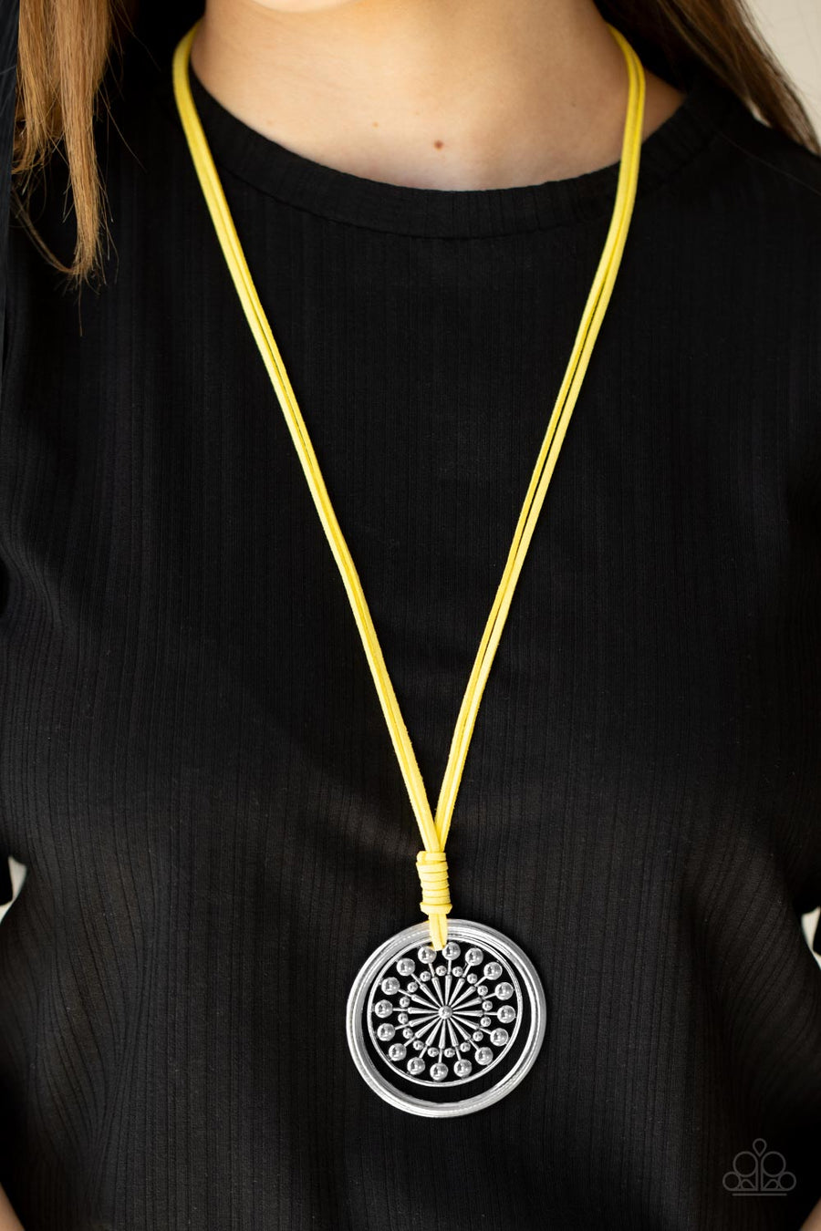 One Mandala Show (Yellow Necklace) by Paparazzi Accessories