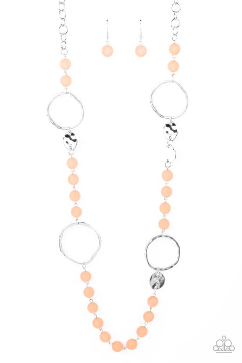 Sea Glass Wanderer (Orange Necklace) by Paparazzi Accessories