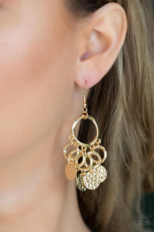 Partners In Chime (Gold Earrings) by Paparazzi Accessories