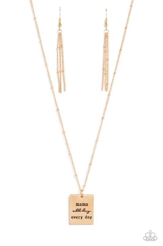 Mama MVP (Gold Necklace) by Paparazzi Accessories