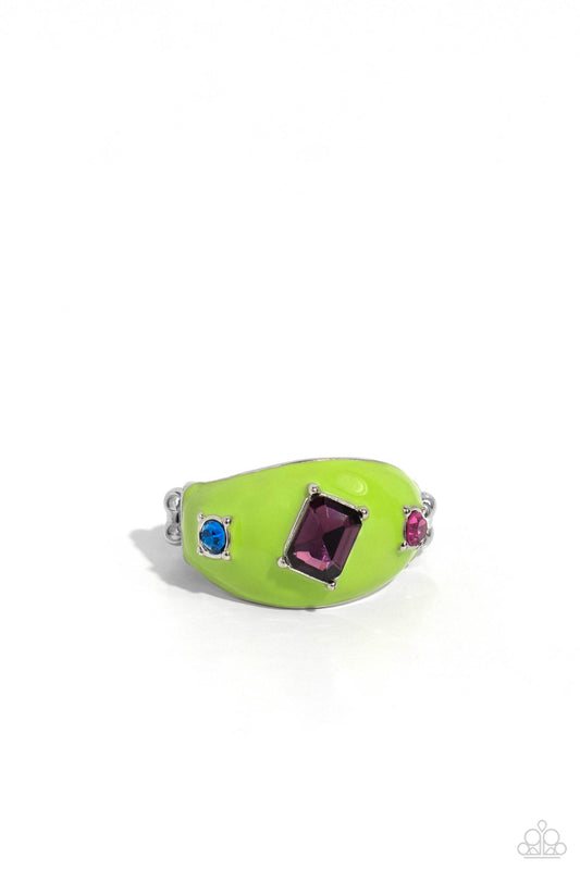 Blinding Behavior (Green Ring) by Paparazzi Accessories
