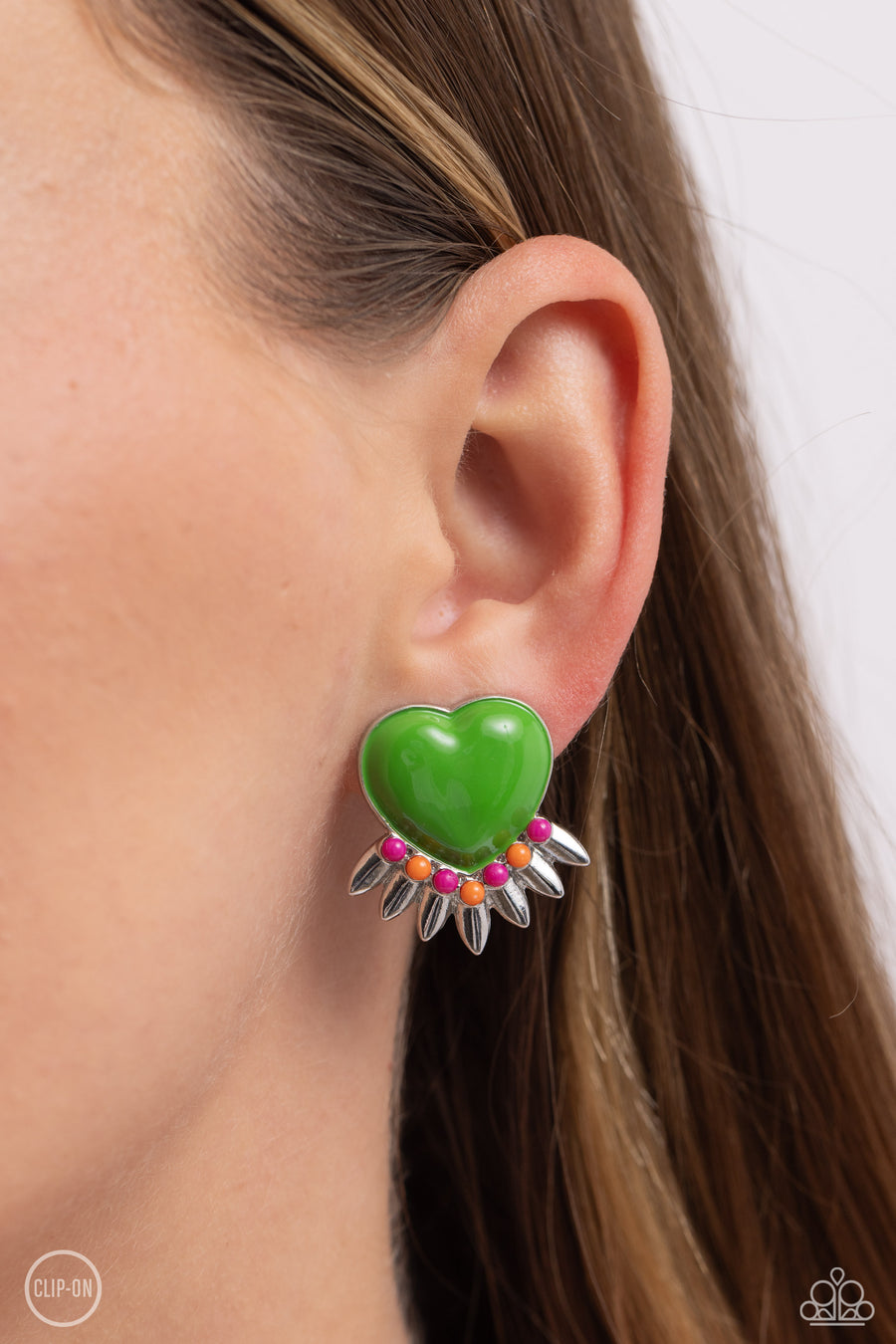 Spring Story (Green Clip-On Earrings) by Paparazzi Accessories