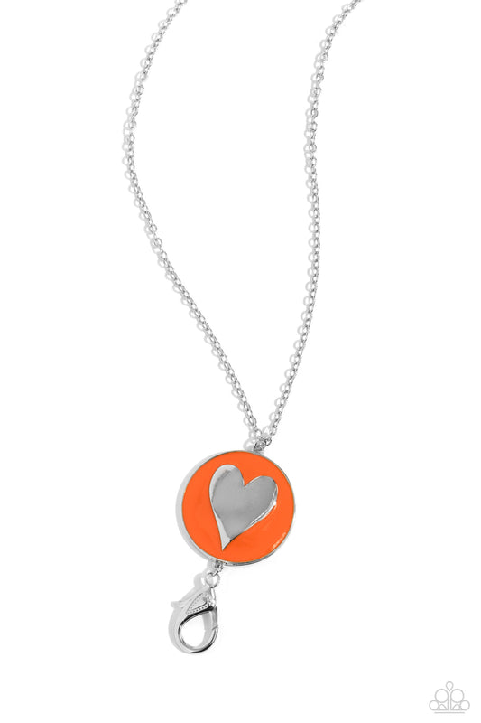 True To Your Heart (Orange Lanyard) by Paparazzi Accessories