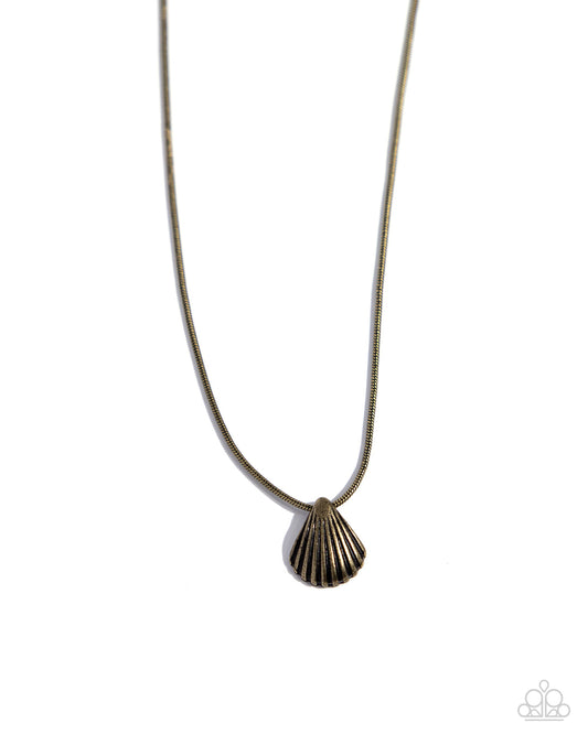 Seashell Simplicity (Brass Necklace) by Paparazzi Accessories