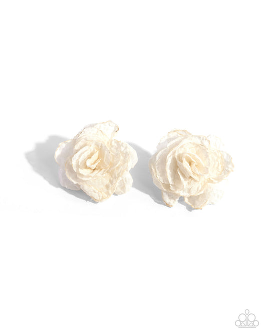 Tulle Twist (White Earrings) by Paparazzi Accessories