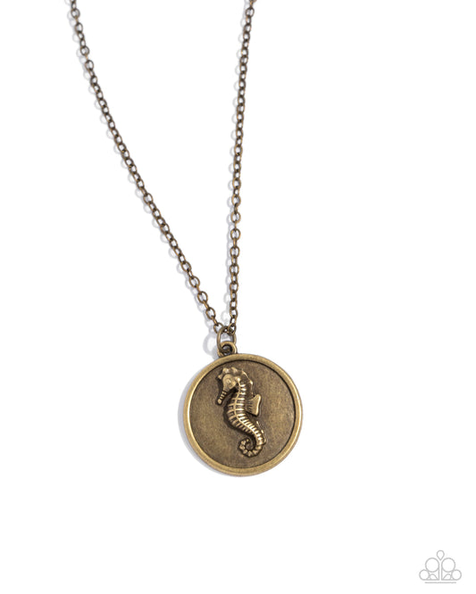 Seahorse Solo (Brass Necklace) by Paparazzi Accessories