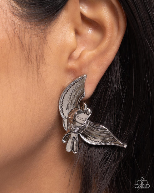 Birds Of Play (Silver Earrings) by Paparazzi Accessories