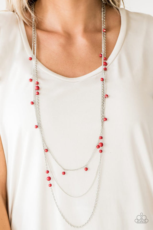 Laying The Groundwork (Red Necklace) by Paparazzi Accessories