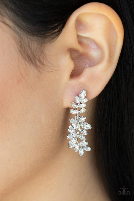 Frond Fairytale (White Earrings) by Paparazzi Accessories
