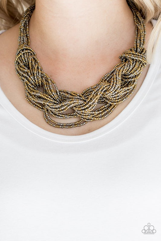 City Catwalk (Brass Necklace) by Paparazzi Accessories