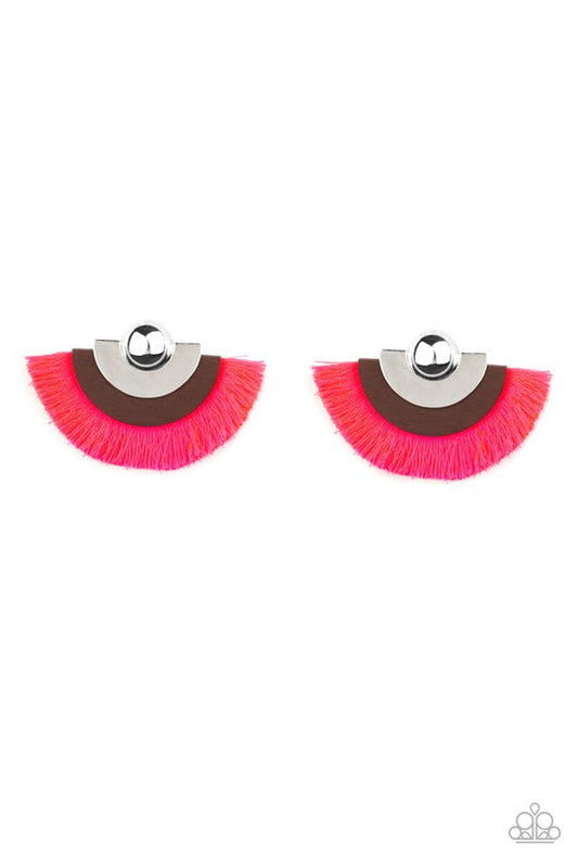 Fan The Flamboyance (Pink Earrings) by Paparazzi Accessories