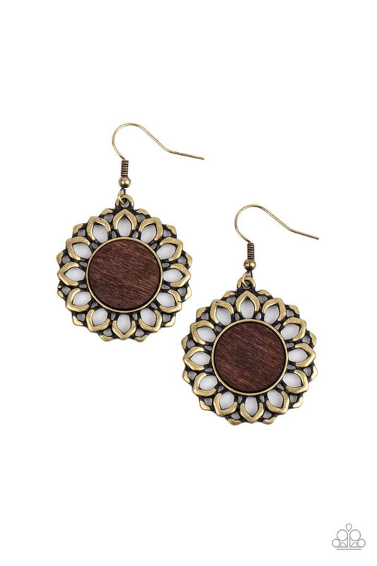 Farmhouse Fashionista (Brass Earrings) by Paparazzi Accessories