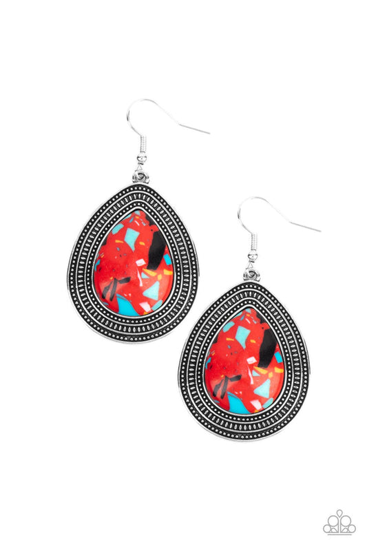 Terrazzo Tundra (Red Earrings) by Paparazzi Accessories