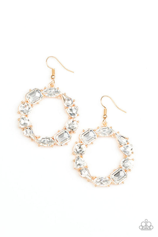 Glowing In Circles (Gold Earrings) by Paparazzi Accessories