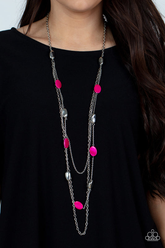 Barefoot And Beachbound (Pink Necklace) by Paparazzi Accessories