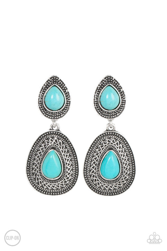 Country Soul (Blue Clip-On Earrings) by Paparazzi Accessories