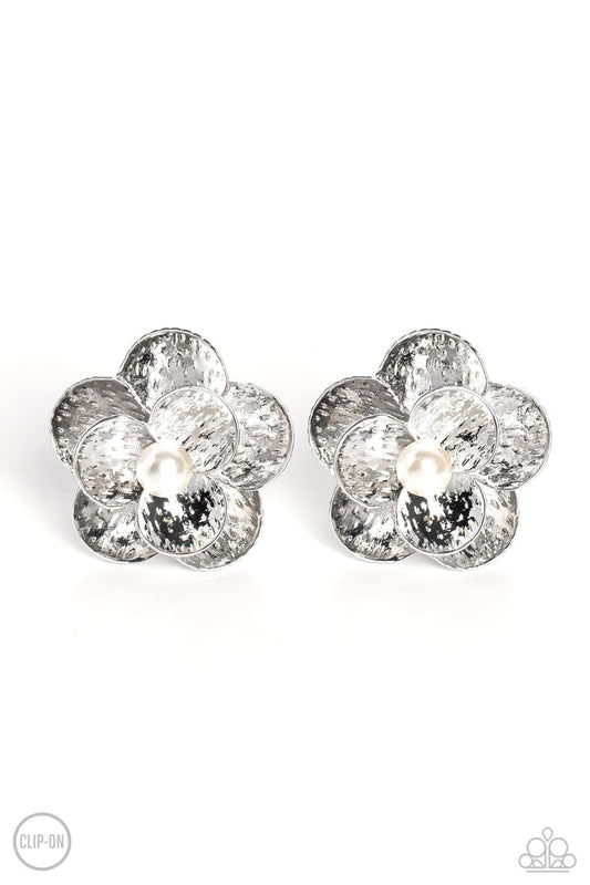 Miami Magic (White Clip-On Earrings) by Paparazzi Accessories