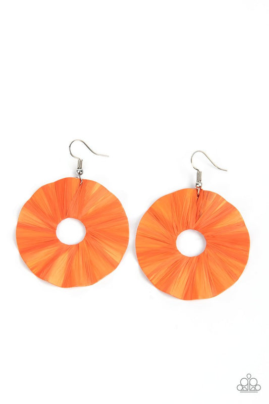 Fan The Breeze (Orange Earrings) by Paparazzi Accessories