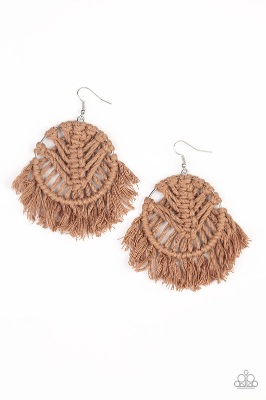 All About Macrame (Brown Earrings) by Paparazzi Accessories