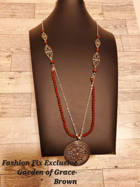 Garden Of Grace (Brown Necklace) by Paparazzi Accessories