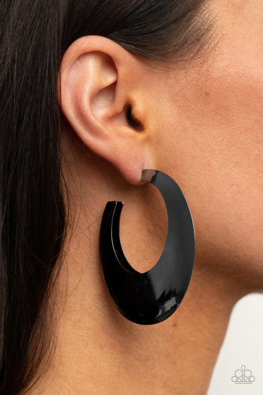 Going Oval-board (Black Earrings) by Paparazzi Accessories