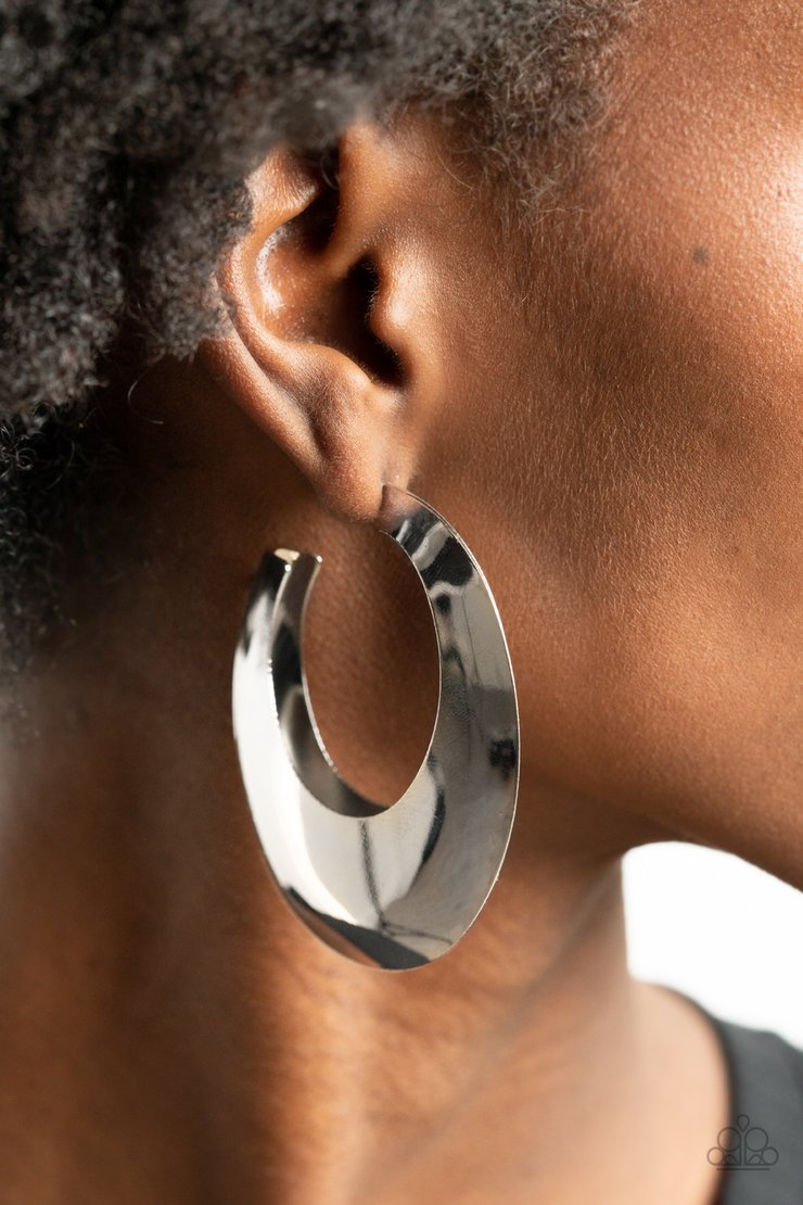 Going Oval-board (Silver Earrings) by Paparazzi Accessories