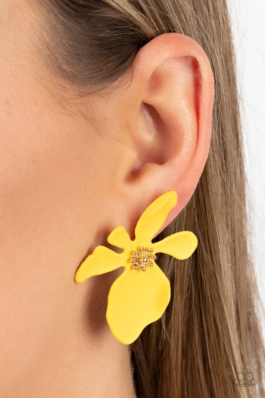 Hawaiian Heiress (Yellow Earrings) by Paparazzi Accessories