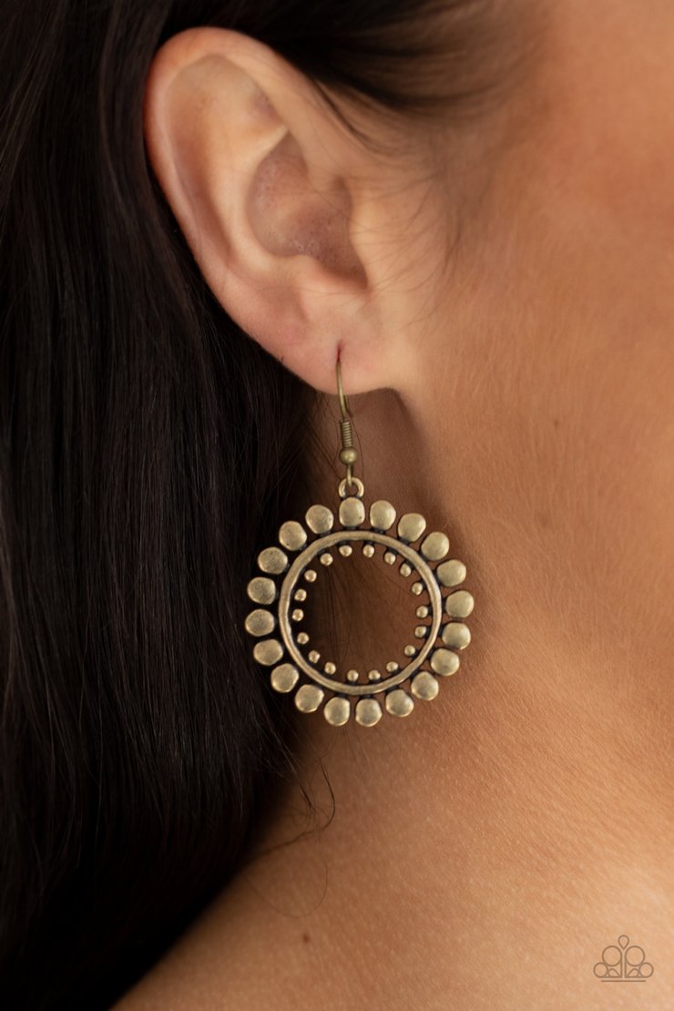 Radiating Radiance (Brass Earrings) by Paparazzi Accessories