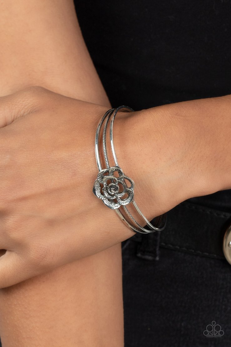 Rosy Repose (Silver Bracelet) by Paparazzi Accessories