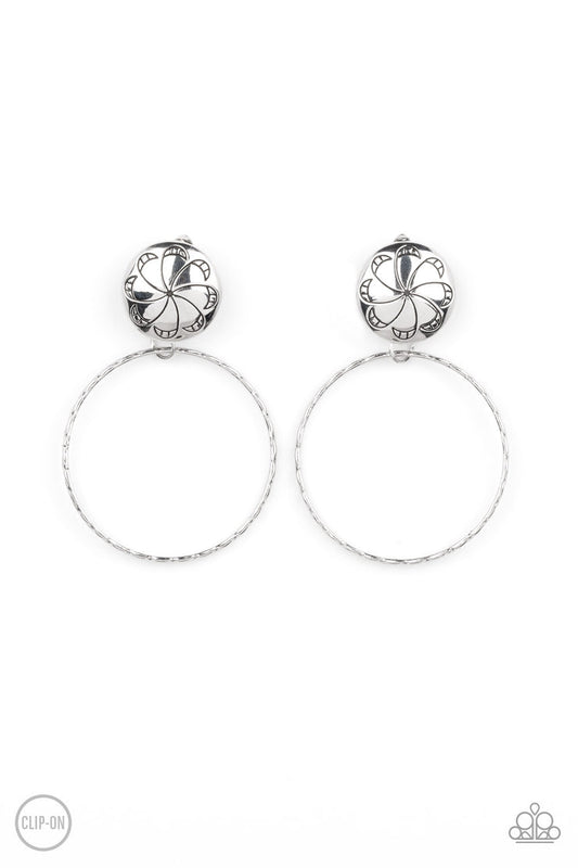 Rural Renewal (Silver Clip-On Earrings) by Paparazzi Accessories
