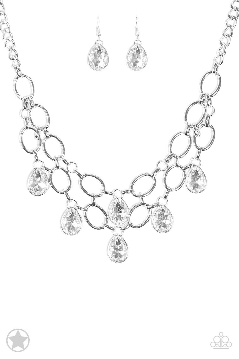 Show-Stopping Shimmer Necklace Set-White