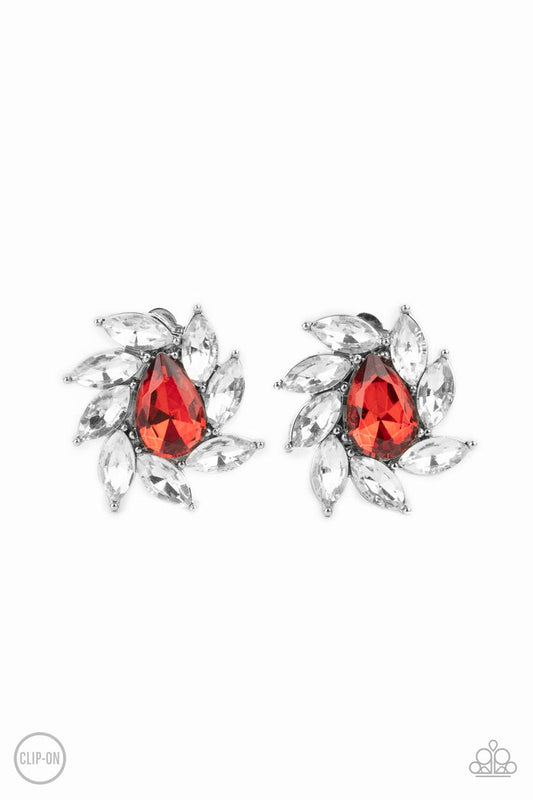 Sophisticated Swirl (Red Clip-On Earrings) by Paparazzi Accessories