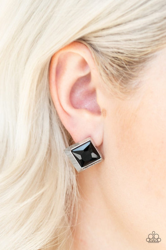 Stellar Square (Black Earrings) by Paparazzi Accessories